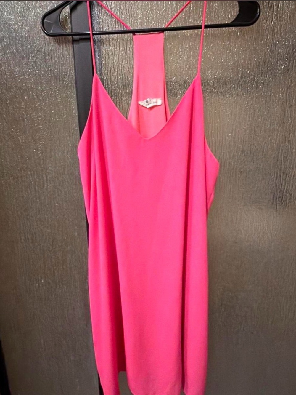 Women's Hot Pink Slip Dress - Sleeveless Spaghetti Strap